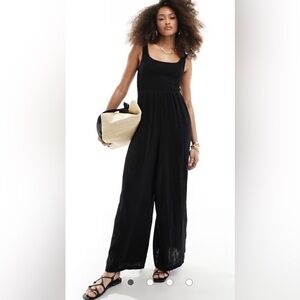 ASOS DESIGN scoop neck wide leg jumpsuit in black